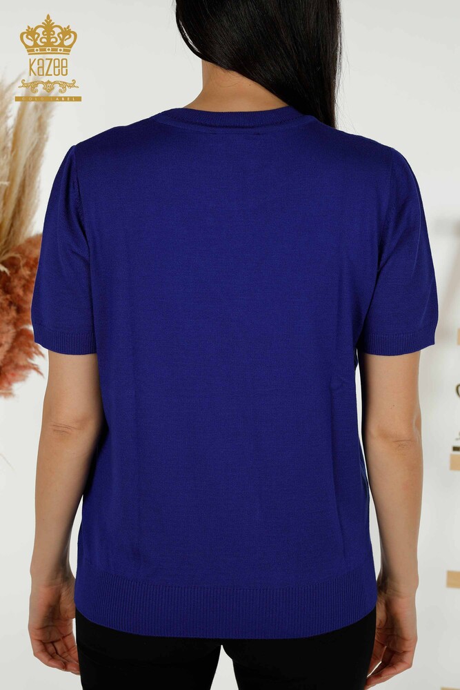 فروش عمده ژاکت بافتنی زنانه - مدل آمریکایی - ساکس - 30255 | KAZEE - 7