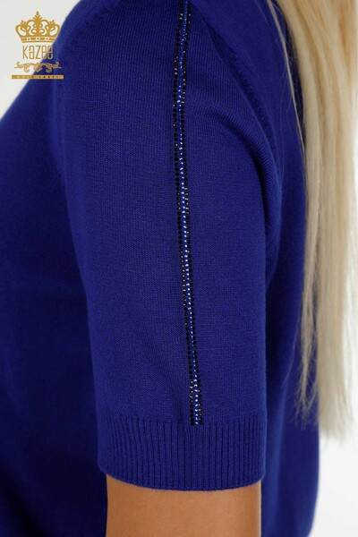 فروش عمده ژاکت بافتنی زنانه - مدل آمریکایی - ساکس - 30534 | KAZEE - Thumbnail