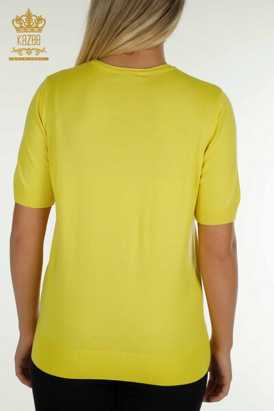 فروش عمده ژاکت بافتنی زنانه - مدل آمریکایی - زرد - 30335 | KAZEE - Thumbnail