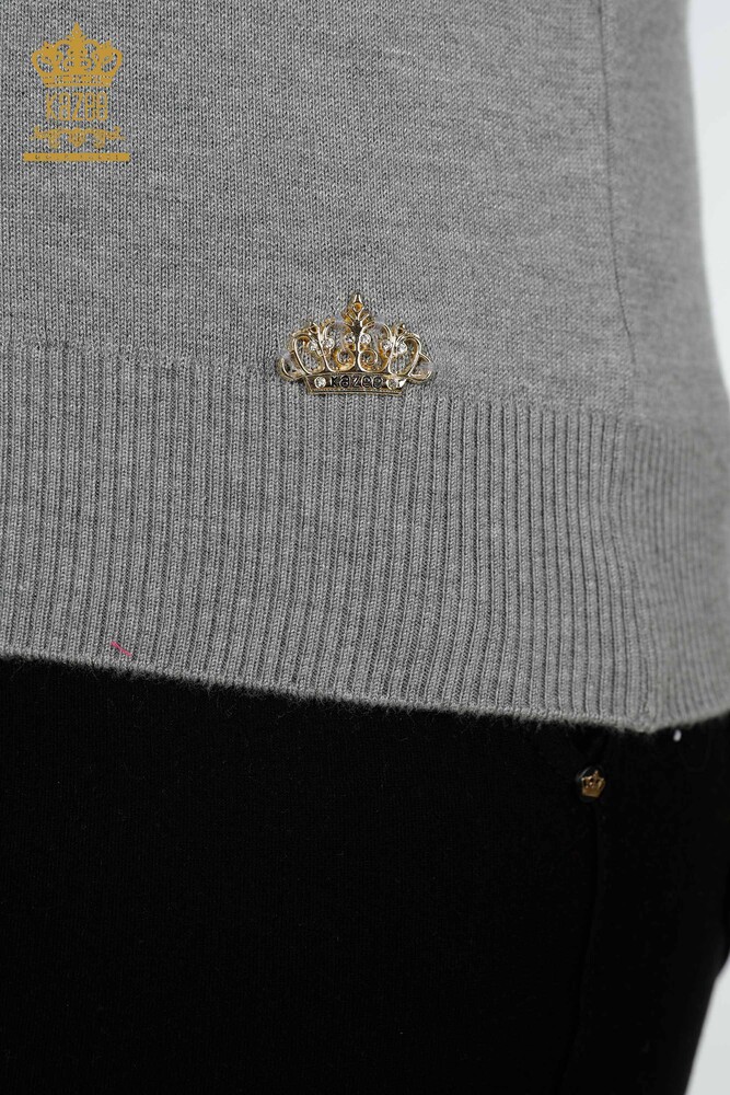 عمده فروشی ژاکت بافتنی زنانه مدل امریکایی خاکستری-14541 / کازی - 4