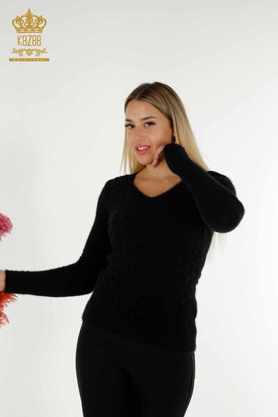 عمده فروشی ژاکت بافتنی زنانه انگورا مشکی-18474 / کازی 