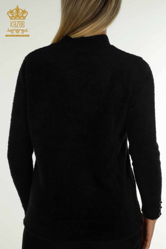 فروش عمده ژاکت بافتنی زنانه - Angora - دکمه دار - مشکی - 30667 | KAZEE