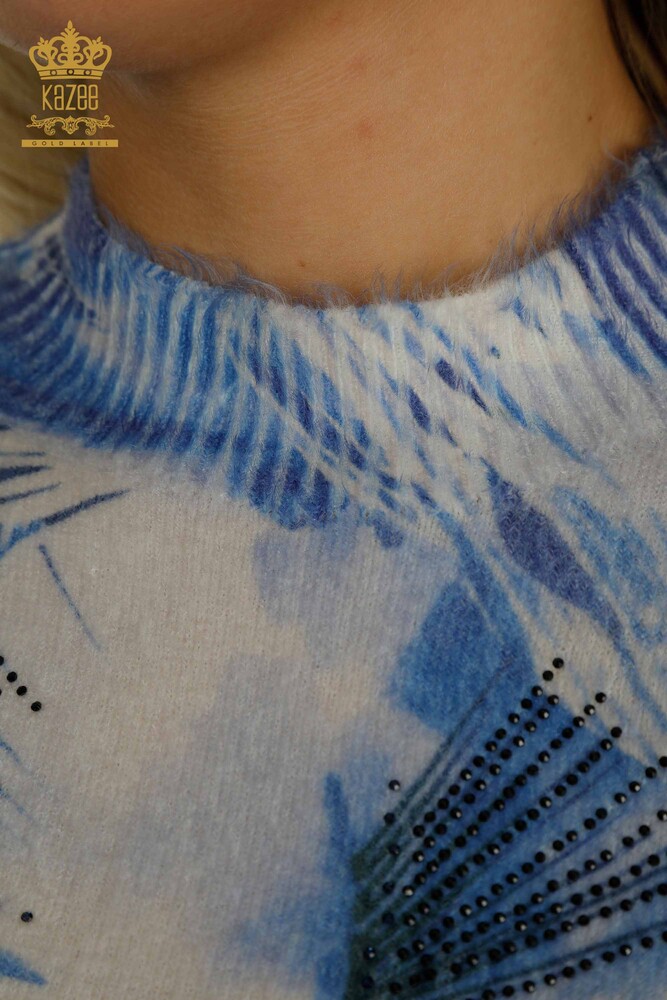 فروش عمده ژاکت بافتنی زنانه - آنگورا - آستین بلند - دیجیتال - 40035 | KAZEE - 5