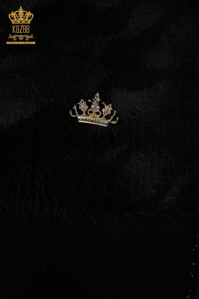 عمده فروشی ژاکت بافتنی زنانه موی خرگوش طرح دار مشکی-18990 / کازی - 4