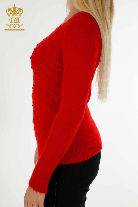 فروش عمده ژاکت بافتنی زنانه - آنگورا - قرمز - 18474 | KAZEE