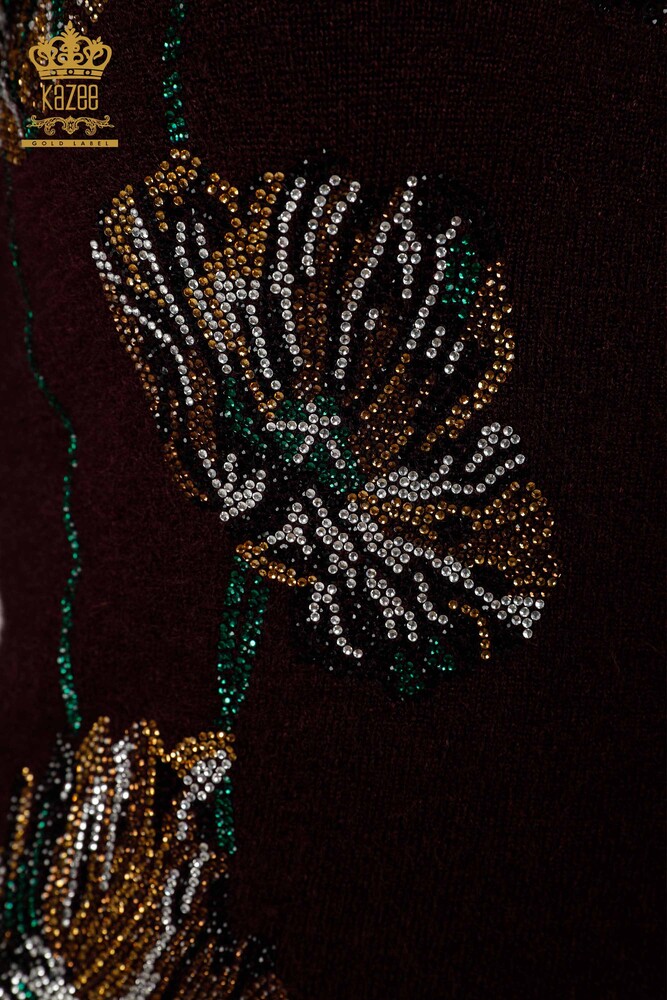 فروش عمده ژاکت بافتنی زنانه - آنگورا - سنگ دوزی - آلو - 18899 | KAZEE - 4