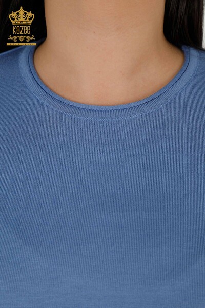 فروش عمده ژاکت بافتنی زنانه - پایه - مدل آمریکایی - آبی تیره - 16271 | KAZEE - Thumbnail