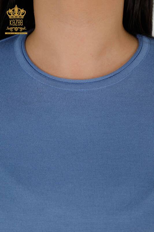 فروش عمده ژاکت بافتنی زنانه - پایه - مدل آمریکایی - آبی تیره - 16271 | KAZEE