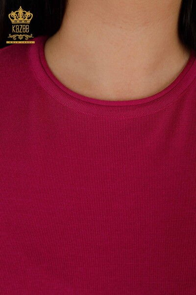 فروش عمده ژاکت بافتنی زنانه - پایه - مدل آمریکایی - فوشیا تیره - 16271| KAZEE - 3