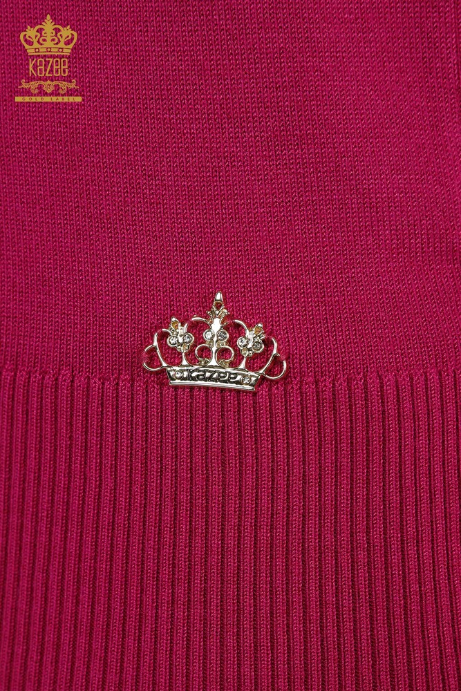 فروش عمده ژاکت بافتنی زنانه - پایه - مدل آمریکایی - فوشیا تیره - 16271| KAZEE - 5