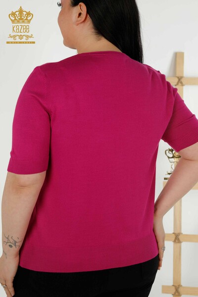 فروش عمده ژاکت بافتنی زنانه - پایه - مدل آمریکایی - فوشیا تیره - 16271| KAZEE - Thumbnail