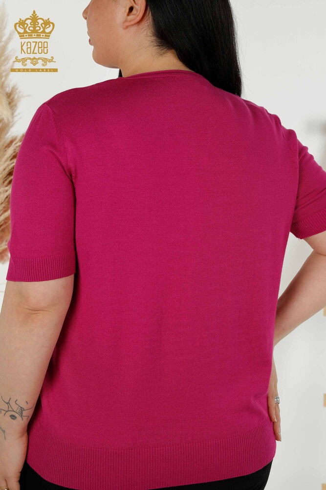 فروش عمده ژاکت بافتنی زنانه - پایه - مدل آمریکایی - فوشیا - 16271| KAZEE - 6