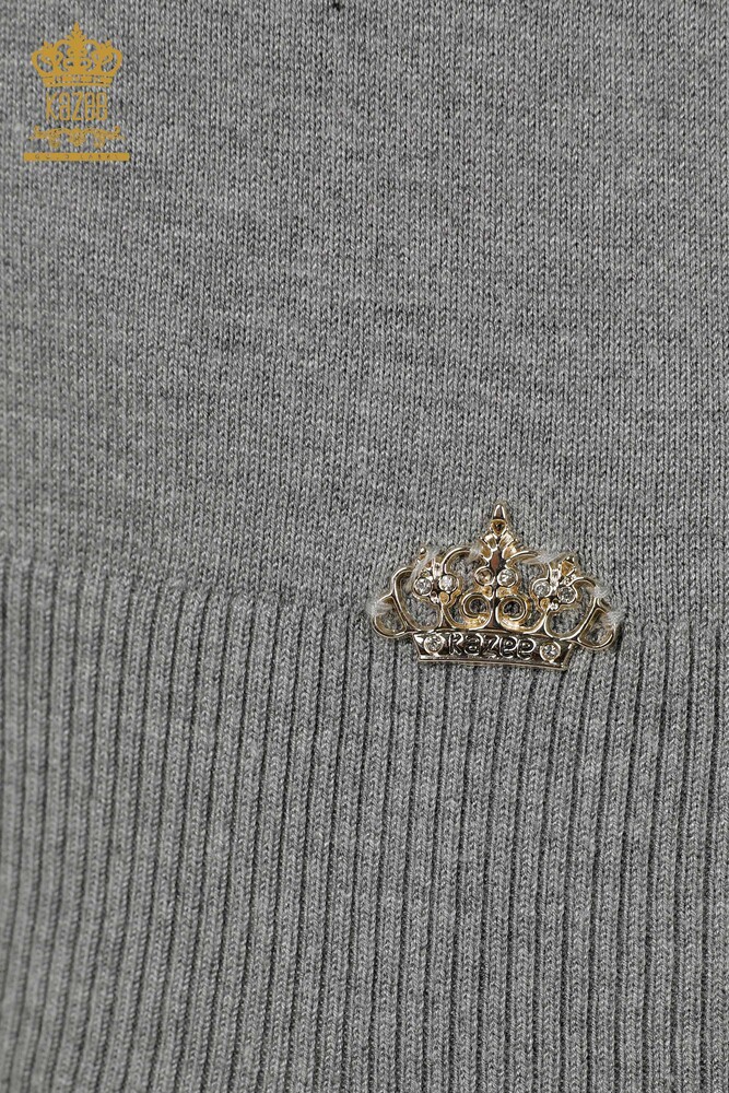 فروش عمده ژاکت بافتنی زنانه - پایه - مدل آمریکایی - طوسی - 16271 | KAZEE - 5