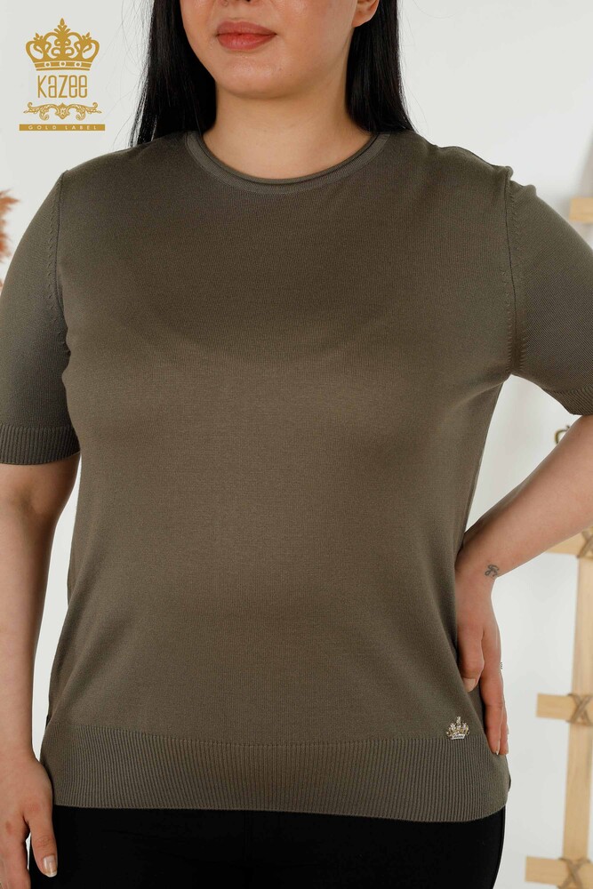 فروش عمده ژاکت بافتنی زنانه - پایه - مدل آمریکایی - خاکی - 16271 | KAZEE - 2