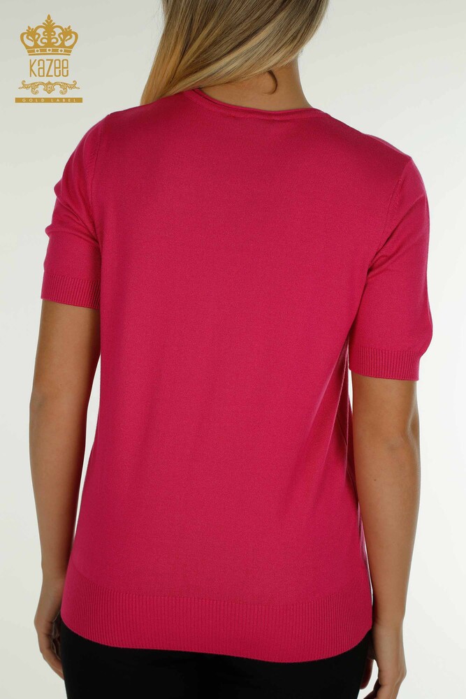 فروش عمده ژاکت بافتنی زنانه - پایه - مدل آمریکایی - فوشیا روشن - 16271| KAZEE - 7