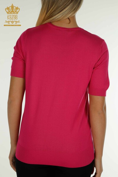 فروش عمده ژاکت بافتنی زنانه - پایه - مدل آمریکایی - فوشیا روشن - 16271| KAZEE - 7