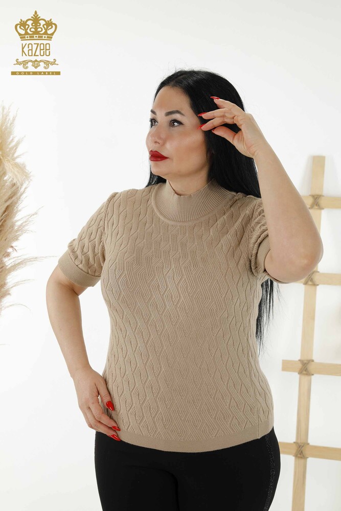 فروش عمده ژاکت بافتنی زنانه - پایه - بژ - 16181 | KAZEE - 1