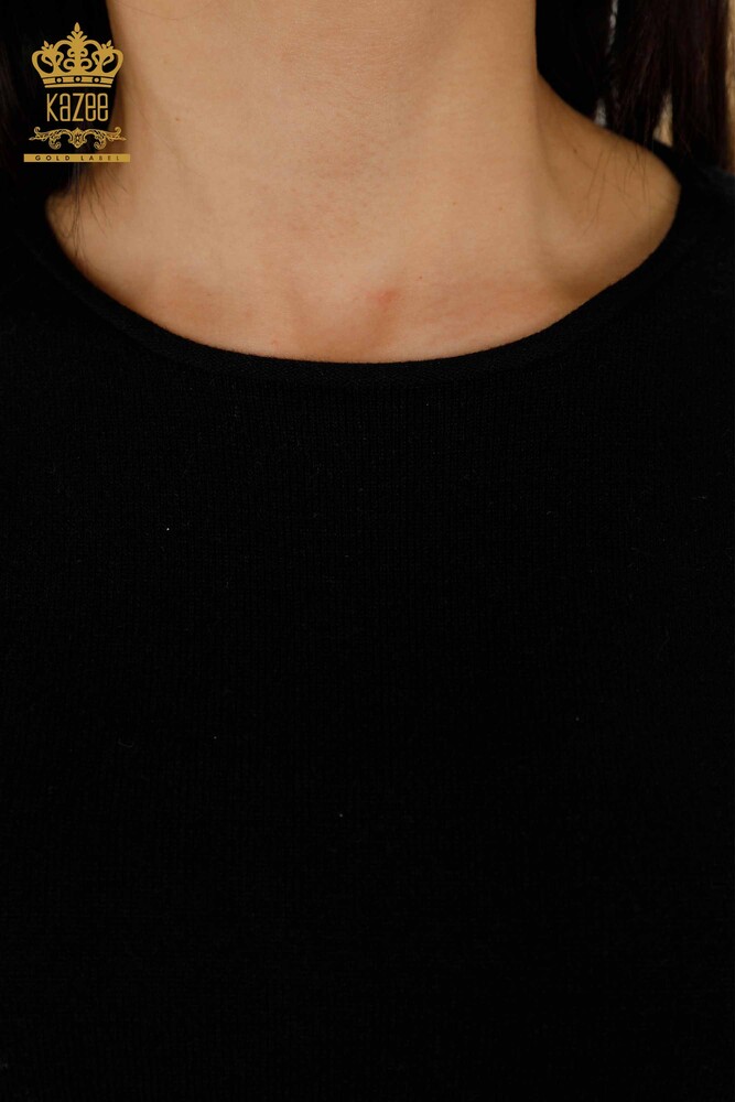 فروش عمده ژاکت بافتنی زنانه - پایه - مشکی - 30241 | KAZEE - 3