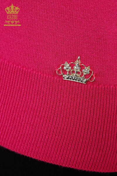 فروش عمده ژاکت بافتنی زنانه - لوگوی پایه - فوشیا - 30181 | KAZEE - 5