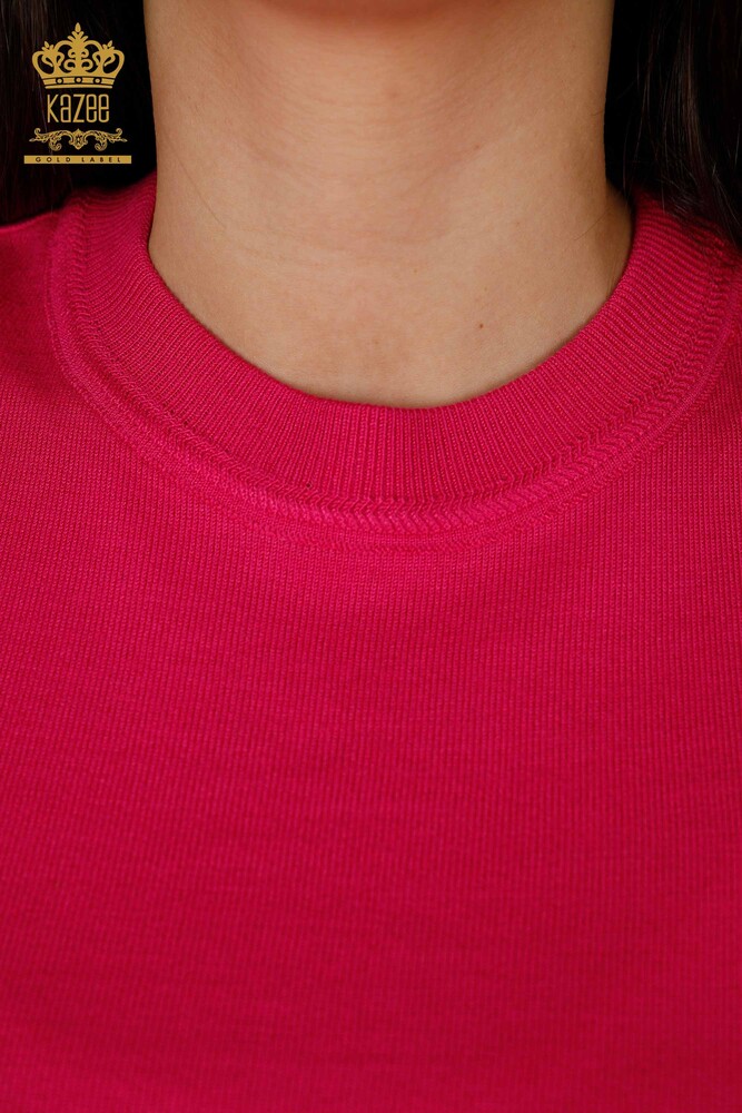 فروش عمده ژاکت بافتنی زنانه - پایه - دارای لوگو - فوشیا - 30254 | KAZEE - 3
