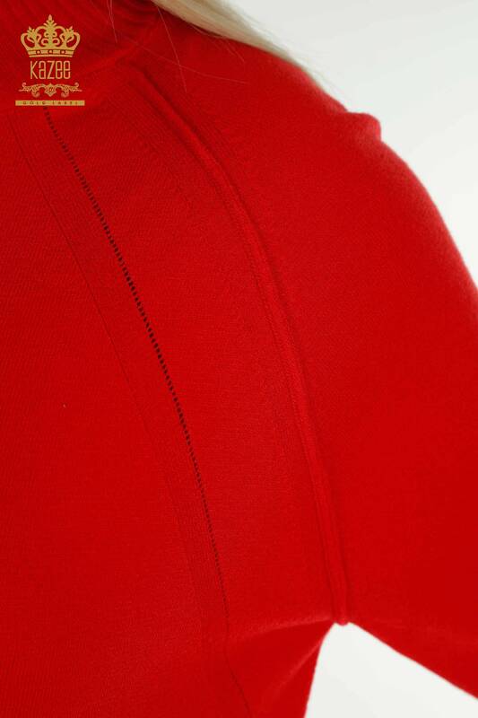 فروش عمده ژاکت بافتنی زنانه - پایه - قرمز - 30757 | KAZEE