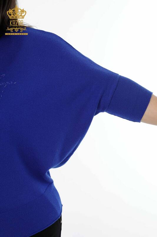 عمده فروشی ژاکت بافتنی زنانه آستین خفاشی کازی سنگ دوزی با جزئیات - 16739 | KAZEE