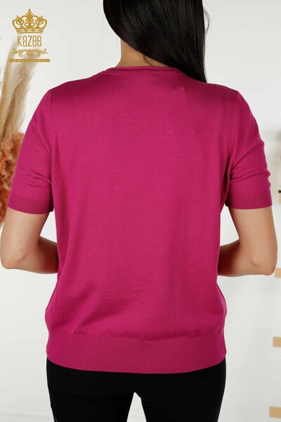فروش عمده ژاکت بافتنی زنانه - منجوق - سنگ دوزی - فوشیا - 30117 | KAZEE - 7
