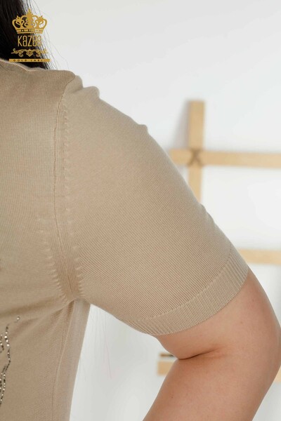 فروش عمده ژاکت بافتنی زنانه - منجوق - سنگ دوزی - بژ روشن - 30117 | KAZEE - 6