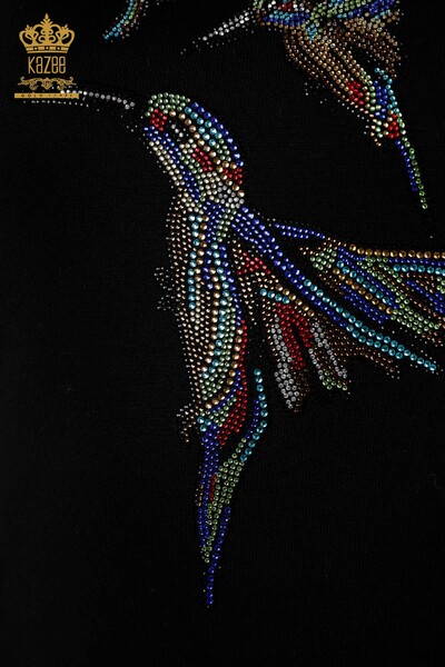 فروش عمده ژاکت بافتنی زنانه طرح پرنده مشکی - 16459 | KAZEE - 5