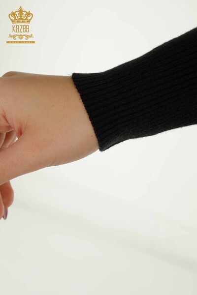 فروش عمده ژاکت بافتنی زنانه - دکمه دار - مشکی - 30364 | KAZEE - 7