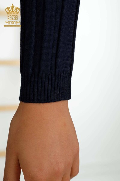 فروش عمده ژاکت بافتنی زنانه - دکمه دار - آبی سرمه ای - 30134 | KAZEE - Thumbnail