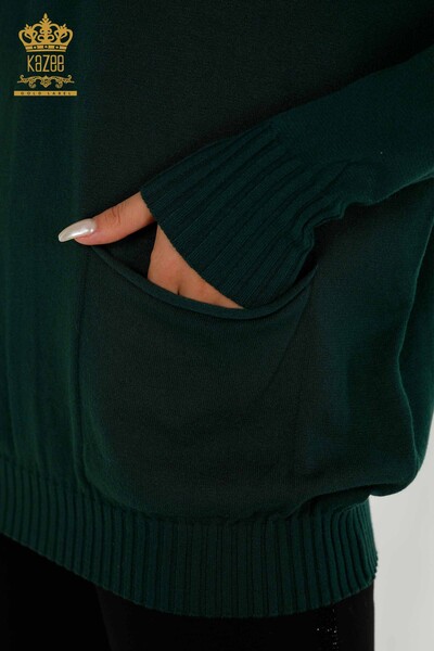 فروش عمده ژاکت بافتنی زنانه - دگمه دار - نفتی - 30178 | KAZEE - 4