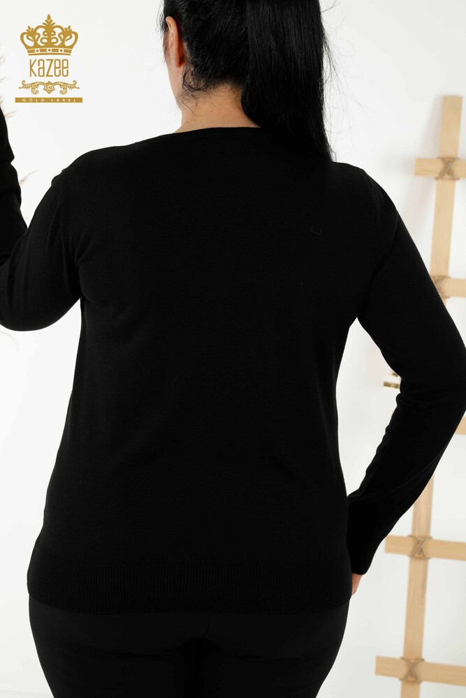 فروش عمده ژاکت بافتنی زنانه - کریستال - سنگ دوزی - مشکی - 16964 | KAZEE - 7