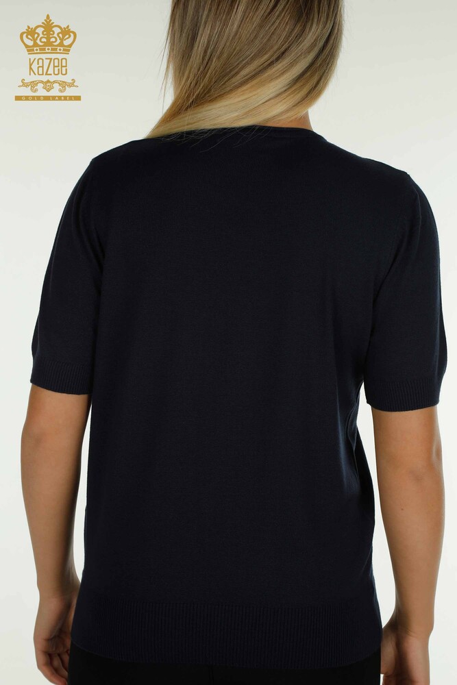 فروش عمده ژاکت بافتنی زنانه - کریستال - سنگ دوزی - سرمه ای - 30330 | KAZEE - 8