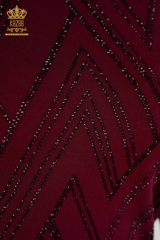 فروش عمده ژاکت بافتنی زنانه سنگ کریستال بنفش دوزی - 16725 | KAZEE