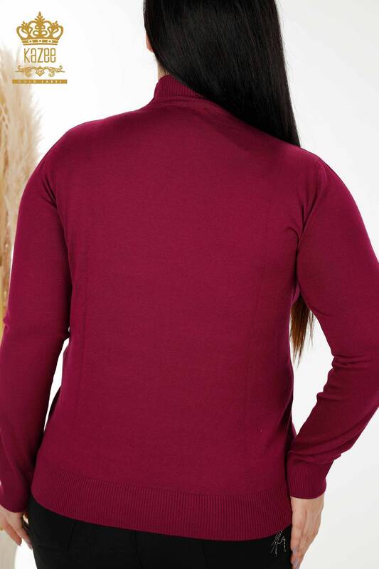 فروش عمده ژاکت بافتنی زنانه - سنگ کریستال دوزی - بنفش - 30018 | KAZEE