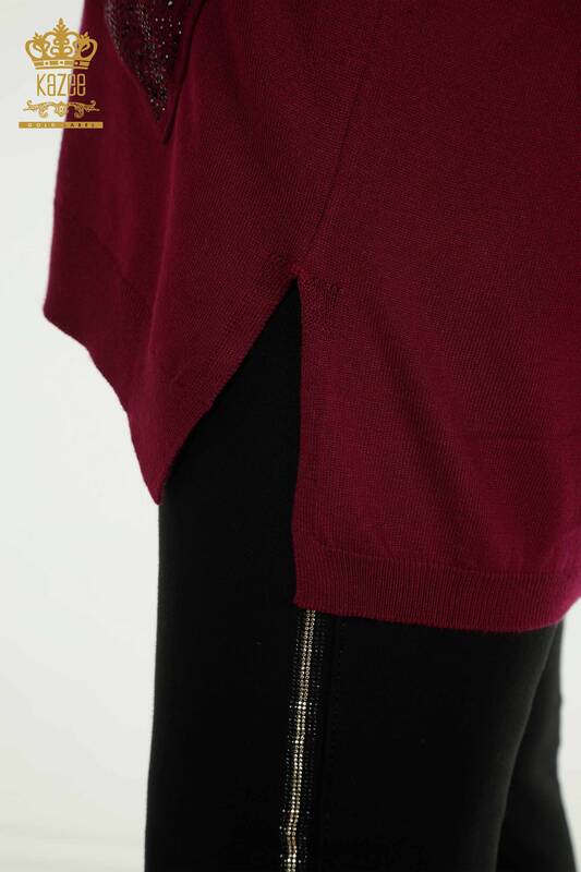 فروش عمده ژاکت بافتنی زنانه - کریستال - سنگ دوزی - بنفش - 30602 | KAZEE