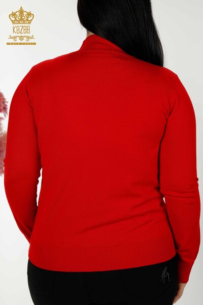 فروش عمده ژاکت بافتنی زنانه - سنگ کریستال دوزی -قرمز - 30018 | KAZEE - Thumbnail