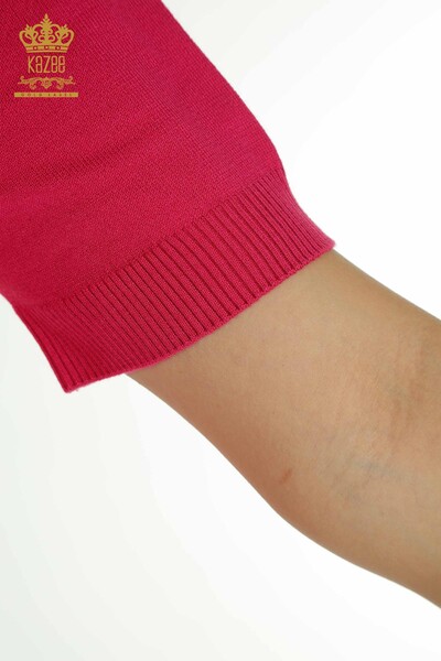 فروش عمده ژاکت بافتنی زنانه - جزئیات سنجاقک - فوشیا - 30650 | KAZEE - 8