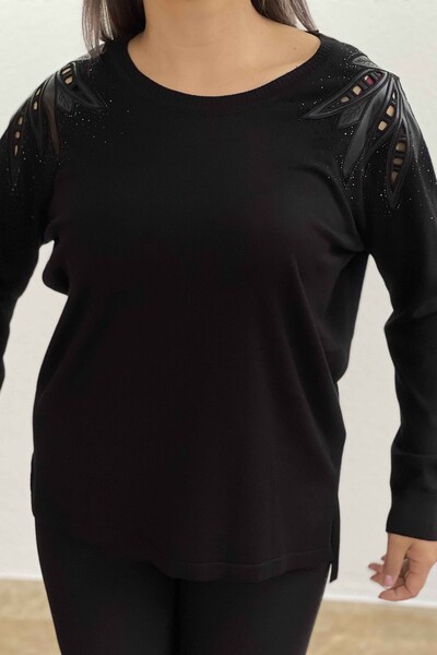 فروش عمده ژاکت بافتنی زنانه - سنگ دوزی - آستین ریز - 16575 | KAZEE - Thumbnail