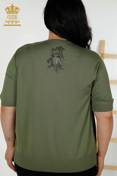 فروش عمده ژاکت بافتنی زنانه - طرح گل - خاکی - 16963 | KAZEE - 6