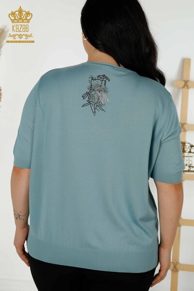 فروش عمده ژاکت بافتنی زنانه - طرح گل - نعنا - 16963 | KAZEE - 6