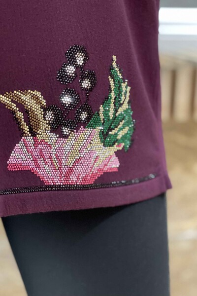 فروش عمده ژاکت بافتنی زنانه - ریزه کاری گل - گلدوزی شده -16596 | KAZEE - Thumbnail