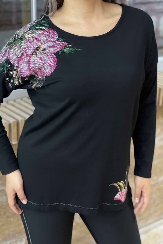 فروش عمده ژاکت بافتنی زنانه - ریزه کاری گل - گلدوزی شده -16596 | KAZEE