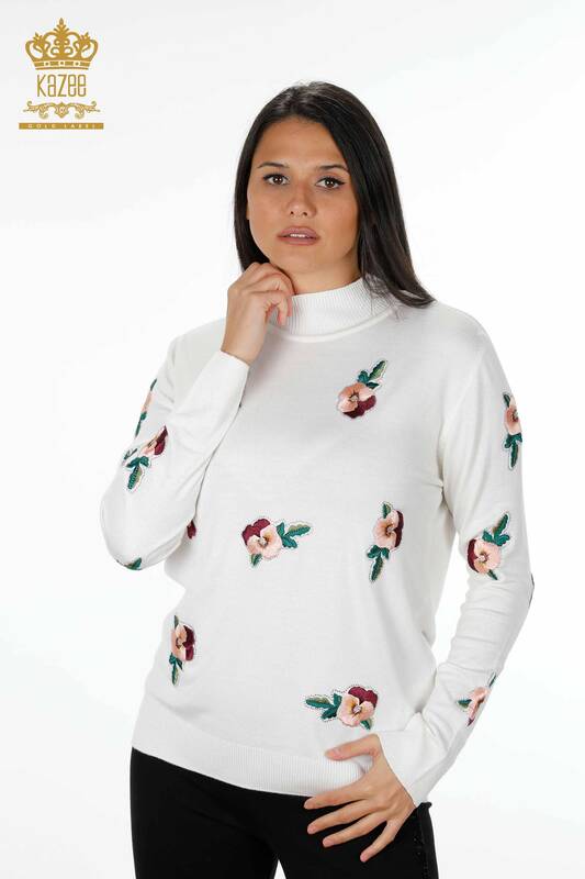 فروش عمده ژاکت بافتنی زنانه - گل دوزی - کریستال - سنگ دوزی - 16689 | KAZEE