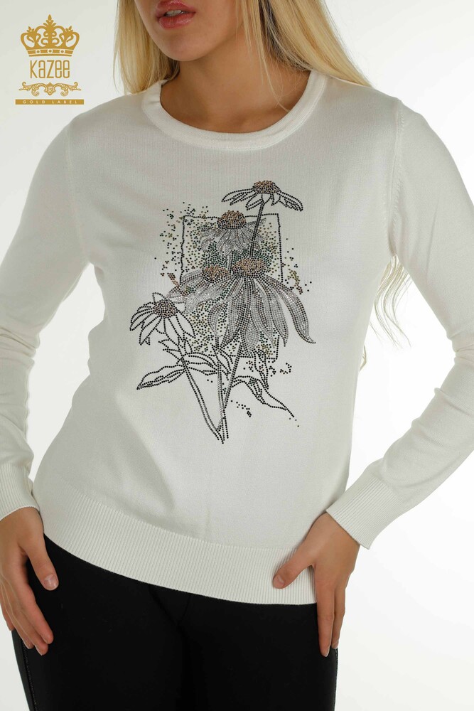 فروش عمده ژاکت بافتنی زنانه - گل دوزی - اکرو - 30612 | KAZEE - 2