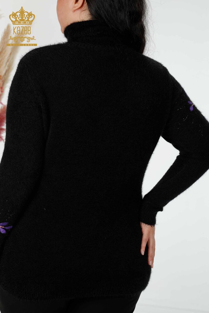 عمده فروشی لباس بافتنی زنانه با طرح گل انگورا مشکی-18919 / کازی - 7