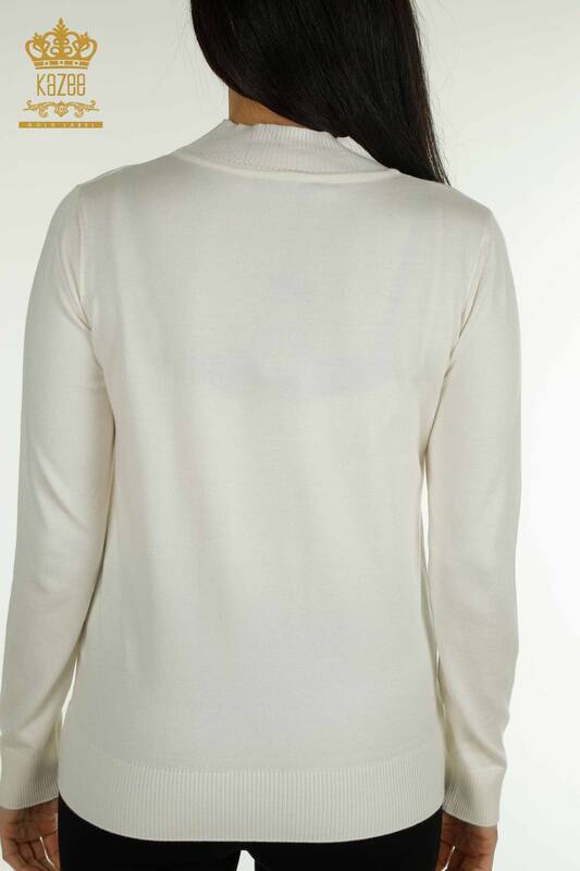 فروش عمده ژاکت بافتنی زنانه - طرح گل - اکرو - 30656 | KAZEE
