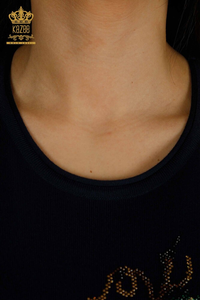 فروش عمده ژاکت بافتنی زنانه - طرح انگوری - سرمه ای - 30488 | KAZEE - 5