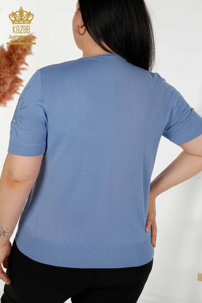 فروش عمده ژاکت بافتنی زنانه رز آبی طرح دار - 16845 | KAZEE - 6